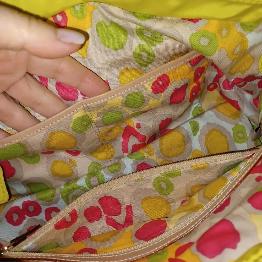 Vtg Kate Spade Stevie Bag Lime Neon Green Nylon Y2K Satchel EUC